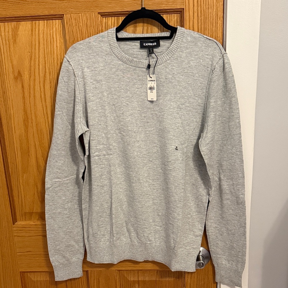 Express Light Gray Crewneck Men's Sweater